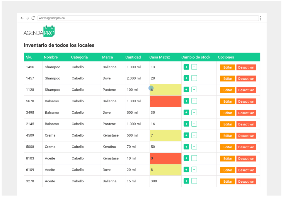 Control inventario
