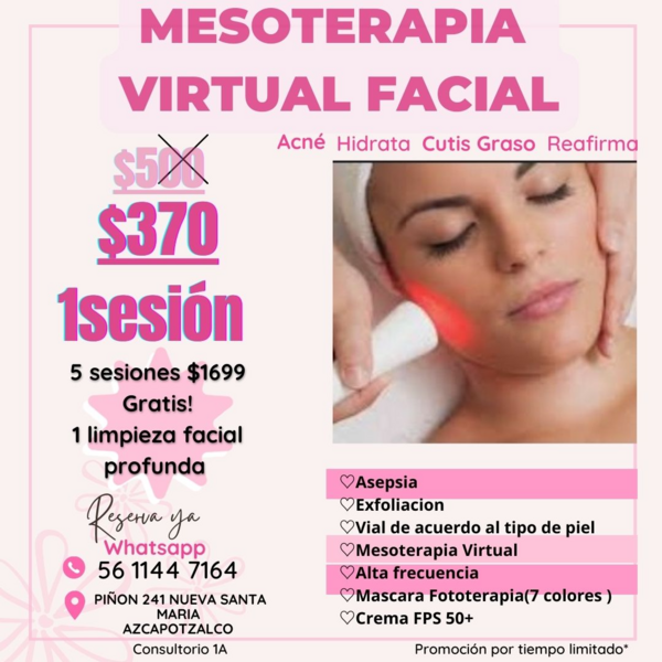 MESOTERAPIA VIRTUAL FACIAL 5 SESIONES