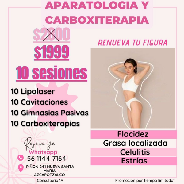 10 SESIONES CARBOXITERAPIA CON APARATOLOGIA  