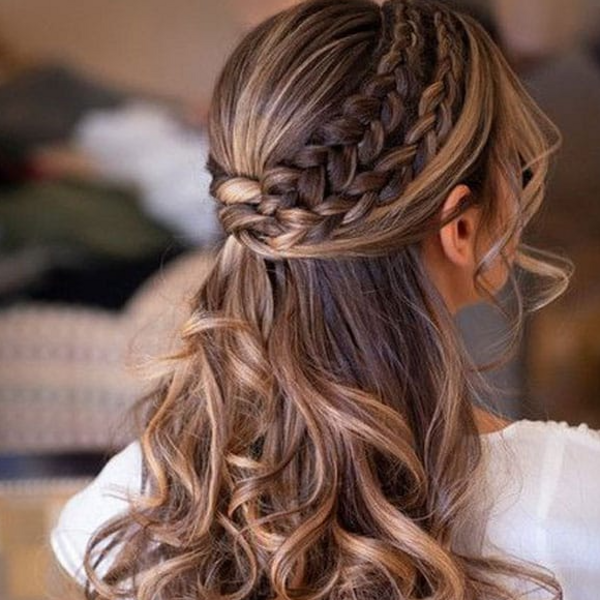 Peinado Opcion 1 : Ondas, Rizos al agua con trenzas ( NO INCLUYE APLIQUES )