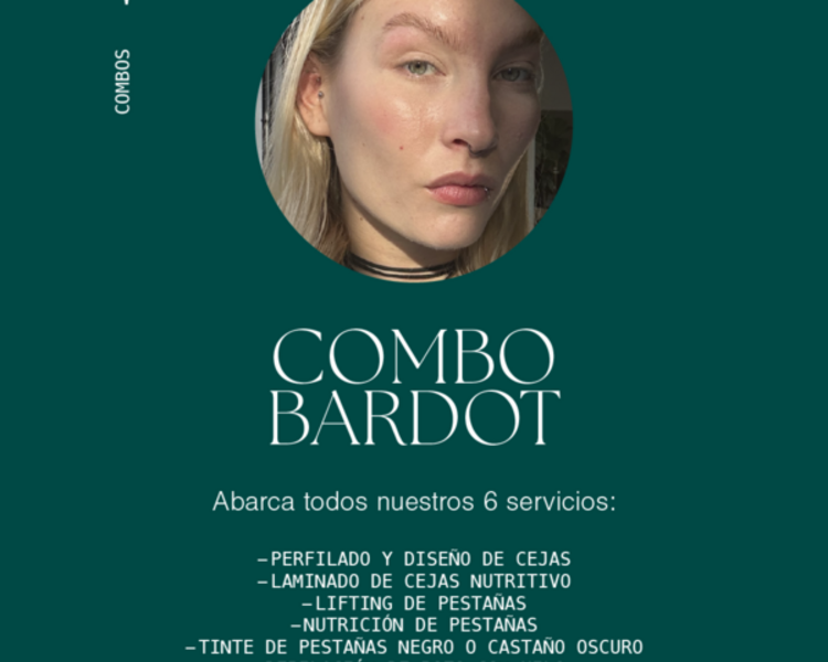 COMBO BARDOT: Diseño y perfilado de cejas + laminado,perfilado con o sin tinte + Lifting de pestañas completo + depi bozo con hilo 