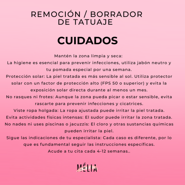 Borrador laser de tatuaje menor a 5cms