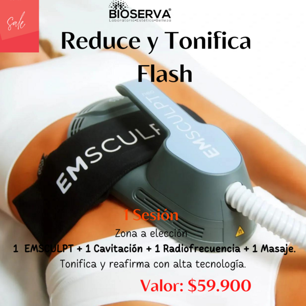 Tonifica Flash Reductivo / Reafirmante (1EMS +1CAV+ 1RF + 1DLM)   1 Sesión 