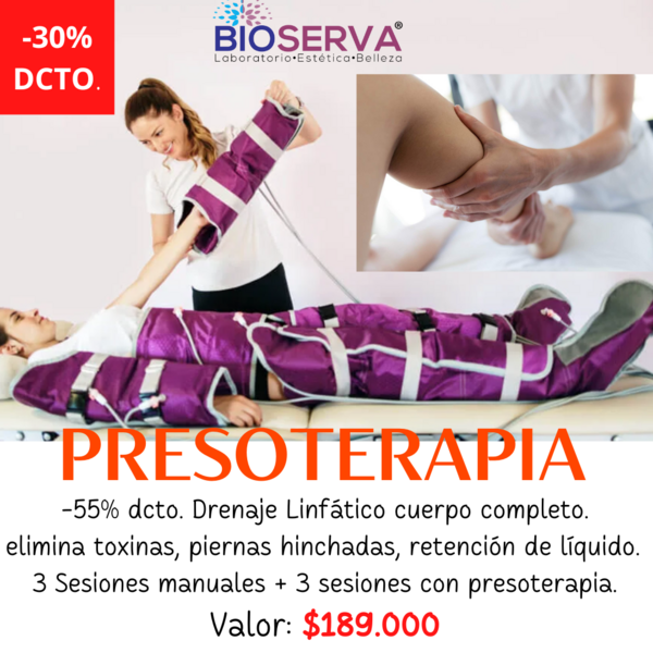 Drenaje Linfatico ( 3 DLM +  3 Presoterapia ) 6 Sesiones 