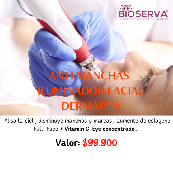  Anti-manchas, iluminador facial  (DermaPen) 1 Sesión