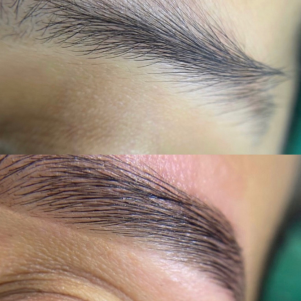 Corrección de cejas con técnica mixta Laminado
