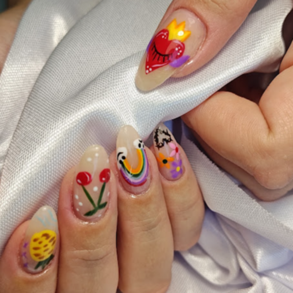 Esculpidas con Poly Gel con Full  Nail art