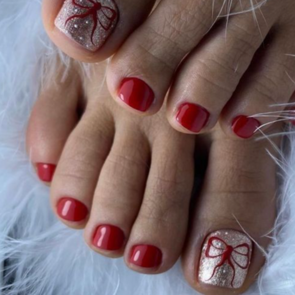 Paquete Uñas Acrílicas/Soft Gel + Pedicura + Polish + Diseño Navideño