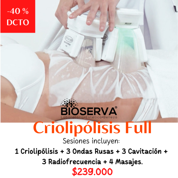 Criolipólisis  Full  ( 1CRIO+3OR+3CAV+3RF+4DLM) 