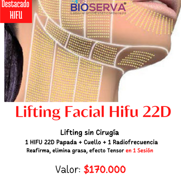  Hifu 22D  1 zona Facial Papada y Cuello 