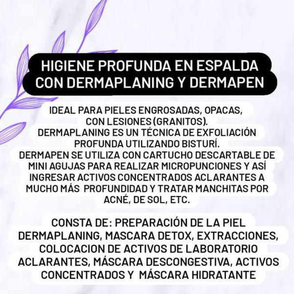 Higiene Profunda en Espalda con Dermaplaning y Dermapen