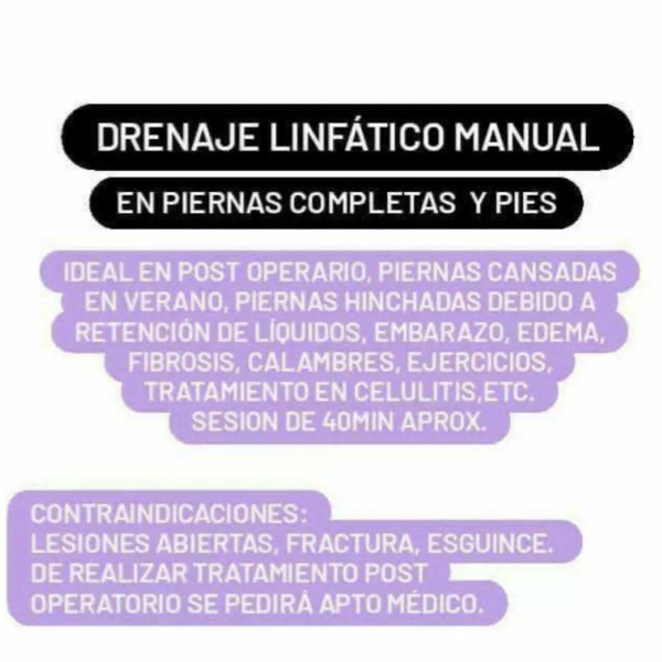 Drenaje Linfático Manual (Piernas completas y pies) 1sesion