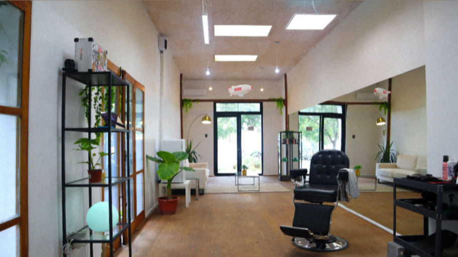 Timeless barber studio interior