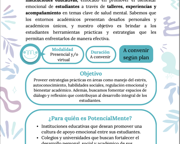 PotencialMente | Servicios para Instituciones Educativas