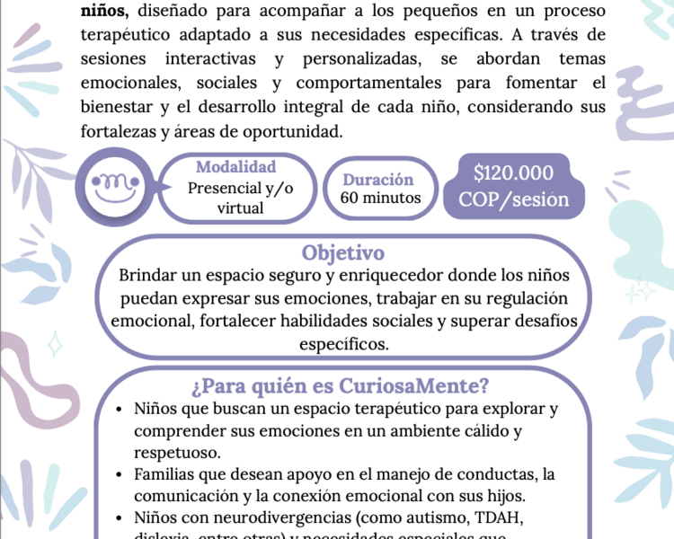 CuriosaMente | Psicoterapia para niños presencial en BELÉN