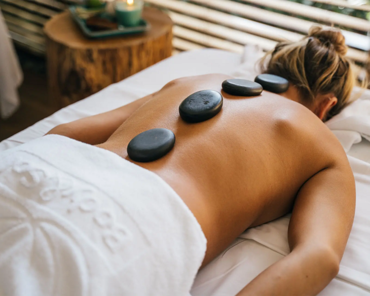 Masaje de relajación con ventosa y piedras