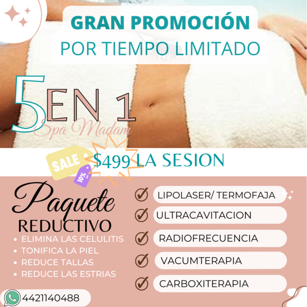 CARBOXITERAPIA Y  APARATOLOGIA 5 EN 1 - 10 SESIONES
