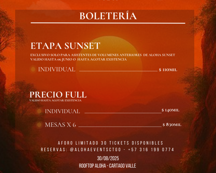 ALOHA SUNSET MESA X6 PERSONAS 