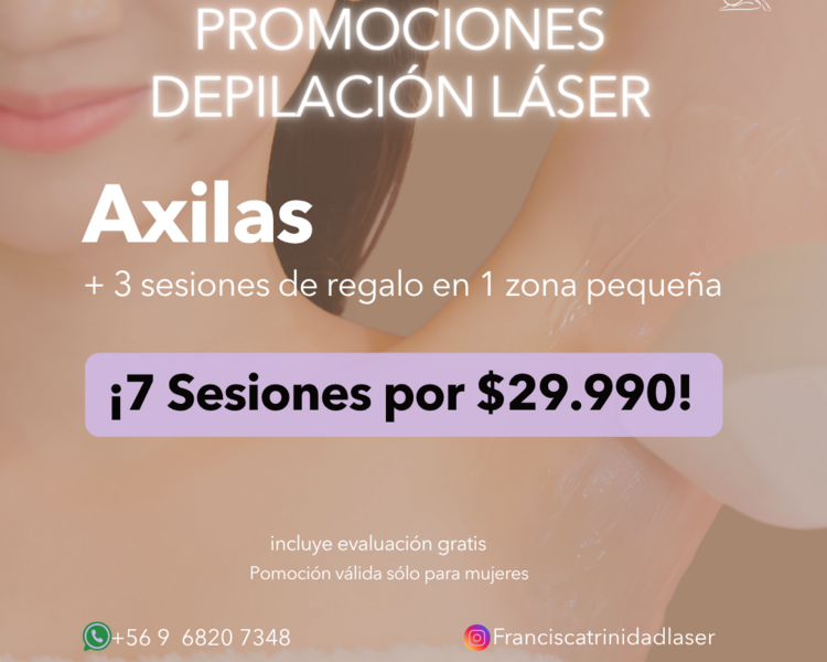 7 SESIONES EN AXILAS + 1 ZONA PEQUEÑA DE REGALO (3 SESIONES) - AÑO 2025