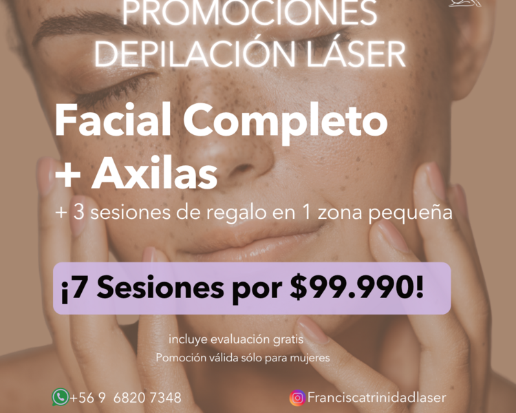 7 SESIONES EN FACIAL COMPLETO  + AXILAS + 1 ZONA PEQUEÑA DE REGALO (3 SESIONES) - AÑO 2025