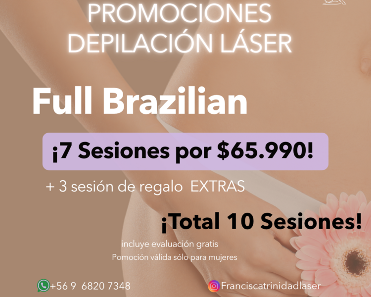 7 SESIONES EN FULL BRAZILIAN + 3 SESIONES DE REGALO = TOTAL 10 SESIONES - AÑO 2025 