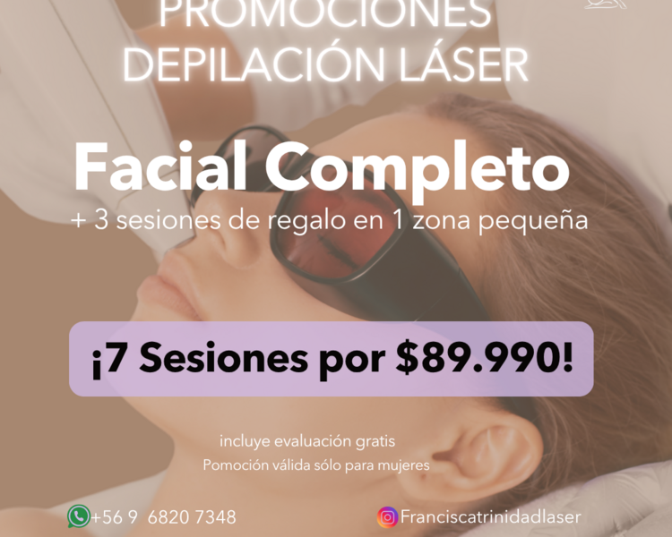 7 SESIONES EN FACIAL COMPLETO + 1 ZONA PEQUEÑA DE REGALO (3 SESIONES) - AÑO 2025