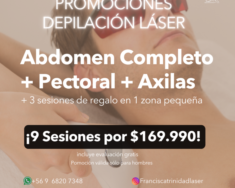AÑO 2025-9 SESIONES: PECTORAL, ABDOMEN COMPLETO Y AXILAS + 1 ZONA PEQUEÑA DE REGALO (3 SESIONES) - AÑO 2025
