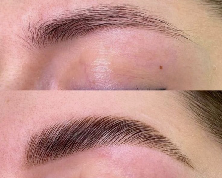 Laminado de cejas sin tinte.