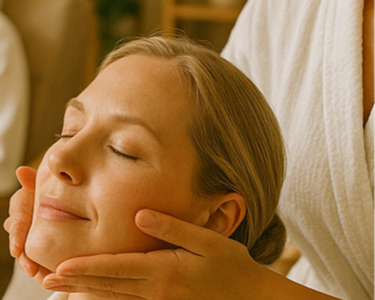 Masaje Face Yoga cráneo-facial con aromaterapia + técnica de desbloqueo cervical Relajación total del sistema nervioso, desbloqueo emocional y armonización energética.