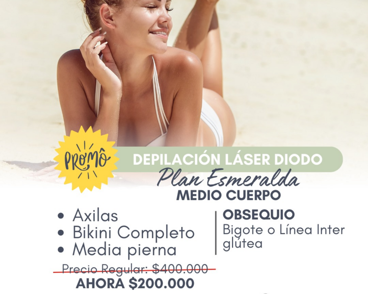 PAQUETE ESMERALDA 3 ZONAS ( AXILAS, BIKINI COMPLETO, MEDIA PIERNA)