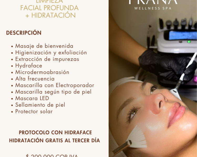 Limpieza facial profunda + hidratación al tercer día US $55