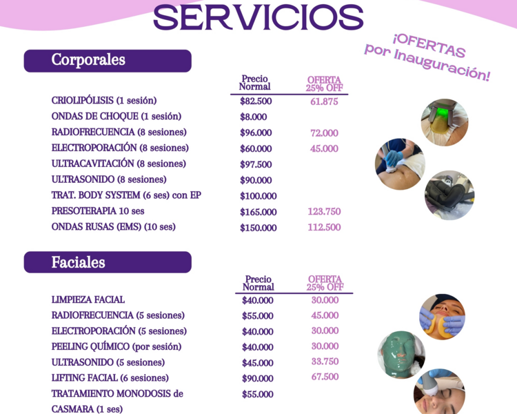 Tratamientos faciales y corporales 25% OFF