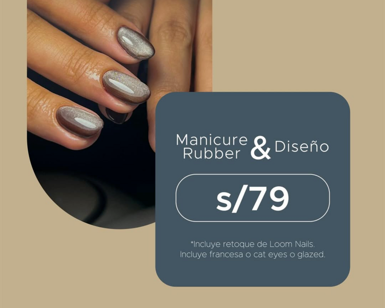 Manicure Rubber + diseño (jueves a sábados)