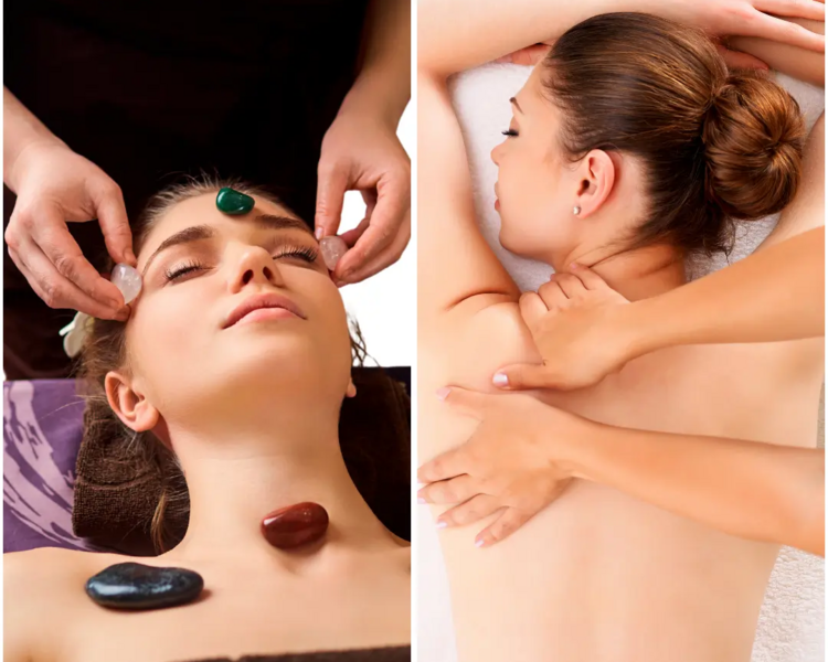 Masaje espalda relax +alineación de chakras +masaje facial