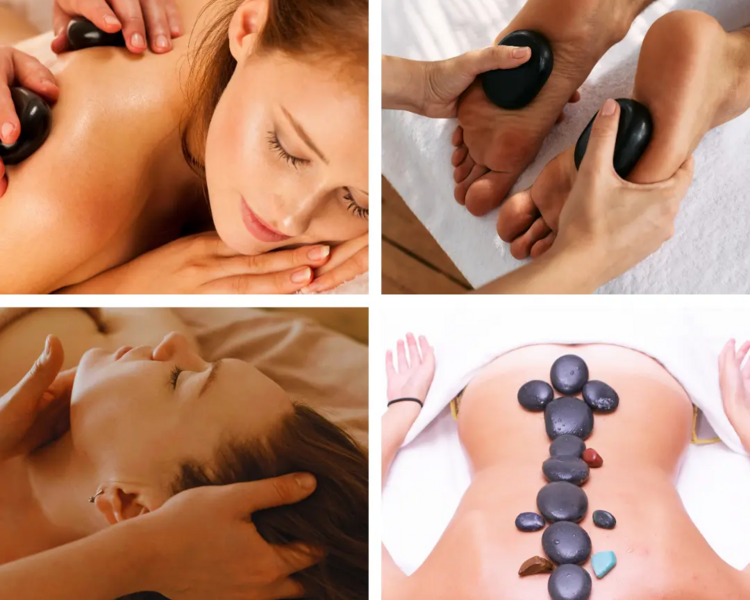 Masaje Holístico de relajación con piedras calientes y gemoterapia