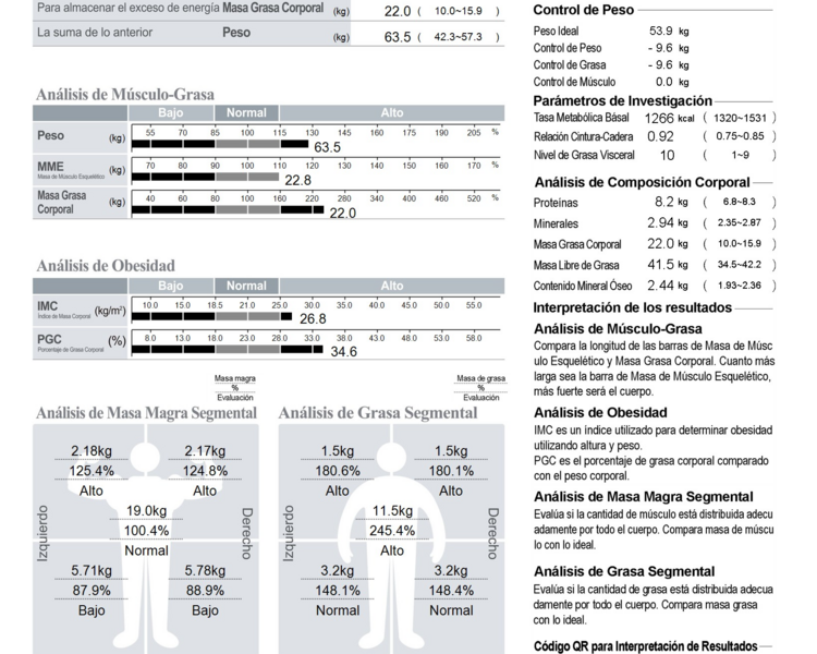 Análisis de composición corporal Inbody (suelto, sin consulta)