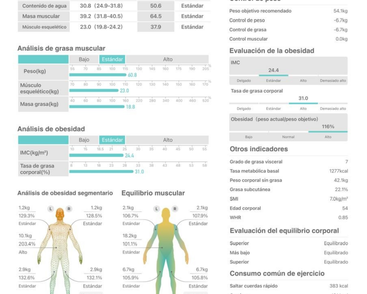 Analisis de composición corporal con bioimpedancia ( No incluye plan de alimentación)