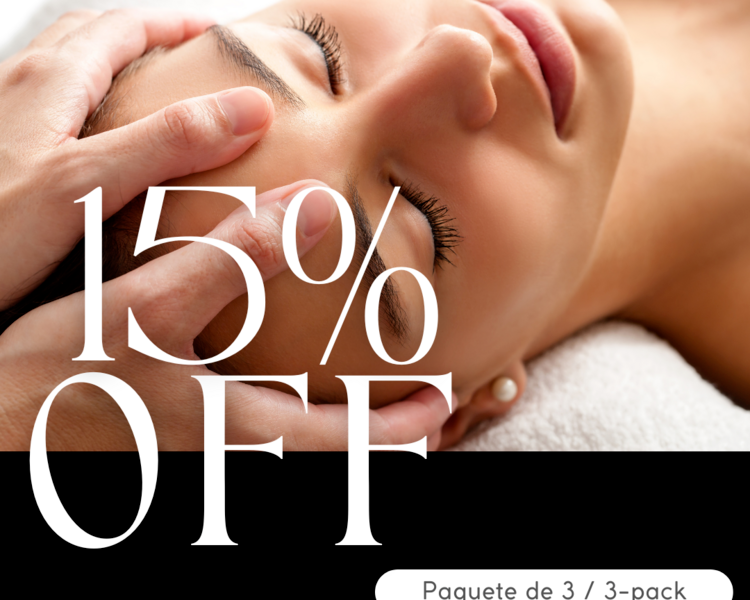 Paquete de 3 – Masaje japonés de rostro y cuello – 50 min – Japanese face and neck massage 3-Pack  
