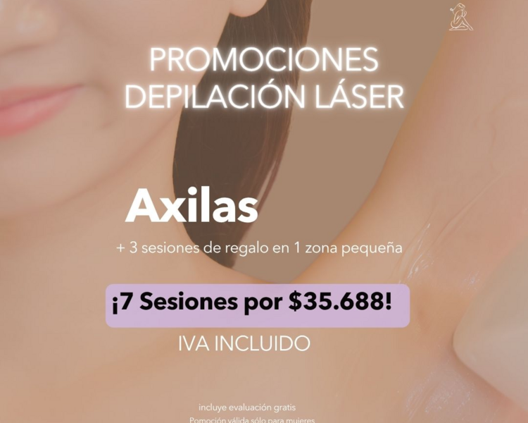 7 SESIONES EN AXILAS + 1 ZONA PEQUEÑA DE REGALO (3 SESIONES) - AÑO 2025
