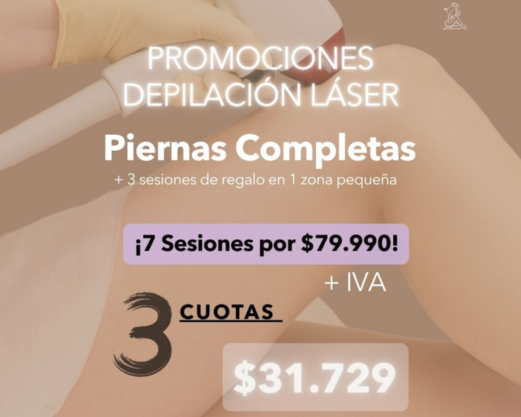 7 SESIONES EN PIERNAS COMPLETAS + 1 ZONA PEQUEÑA DE REGALO (3 SESIONES) - AÑO 2025