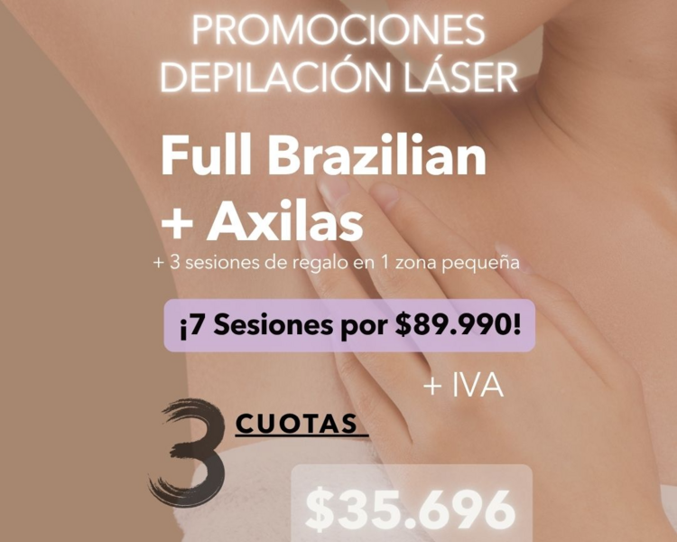 7 SESIONES EN FULL BRAZILIAN + AXILAS + 1 ZONA PEQUEÑA DE REGALO (3 SESIONES) - AÑO 2025