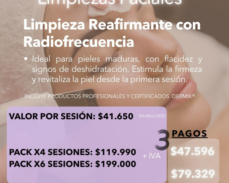 Pack: 4 Sesiones Limpieza reafirmante con radiofrecuencia
