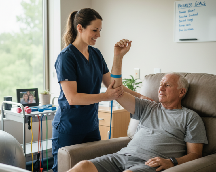 Sesión de fisioterapia a domicilio