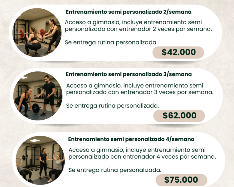 Entrenamiento semi personalizado 2 veces/semana