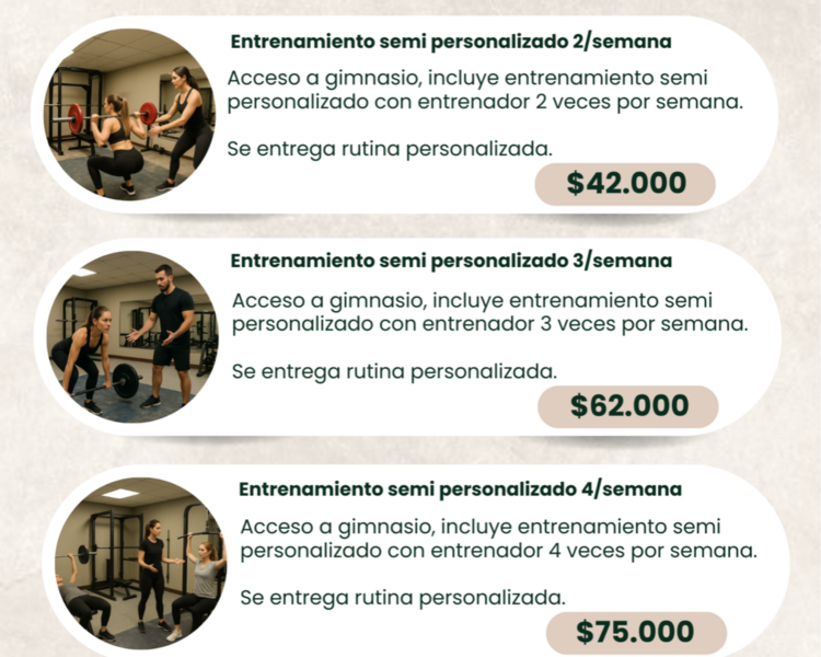 Entrenamiento semi personalizado 3 veces/semana