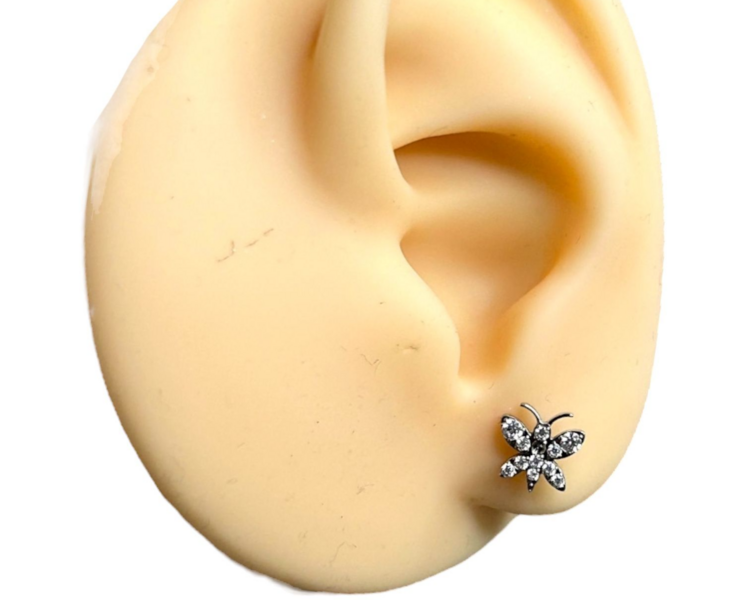 Labret Mariposa de cristal con antenas (160)