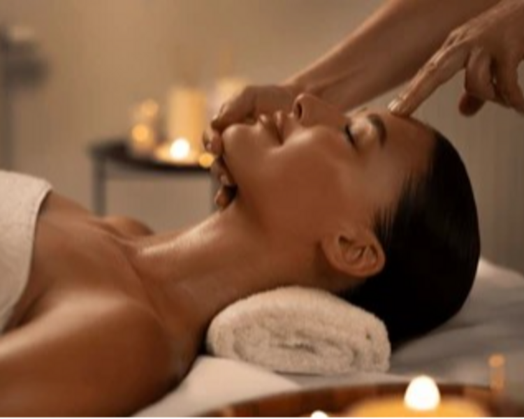 Masaje con piedras volcánicas calientes e hidratación facial sencilla 