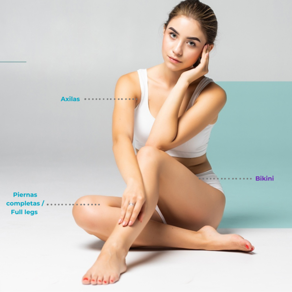 Full Legs + Bikini = Free Underarm /  Piernas completas + Bikini = Axilas Gratis (6 Sessions)