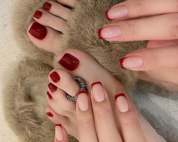 Semi + belleza de pies + con diseño