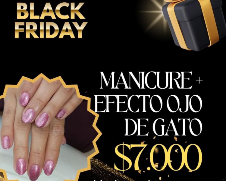 BLACK-Manicure +efecto ojo gato